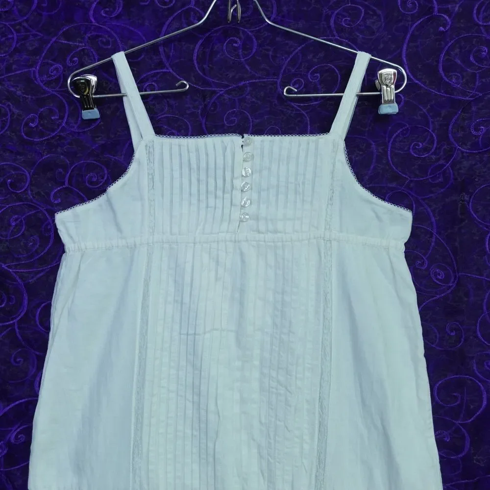 Gap Kids Girls XXL 14-16 White Cotton Cottage Babydoll Dress Maxi Tiered Pleats